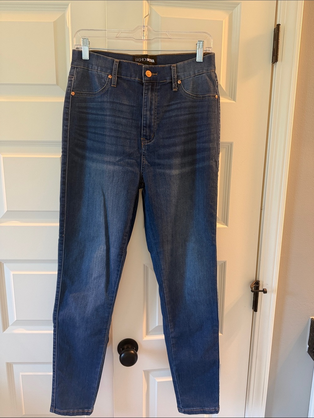 Fashion Nova Dark Blue High-Rise Skinny Jeans